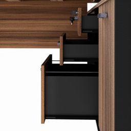 Mesa para Escritório em L  com Armário Lateral Pé Painel 150x150cm - 16