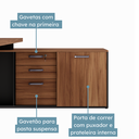 Ver imagem 5 de Escrivaninha Mesa Escritório em L 170x155cm com Armário Lateral Pé Painel Marrom e Preto Yescasa