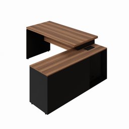 Mesa para Escritório em L  com Armário Lateral Pé Painel 150x150cm - 13