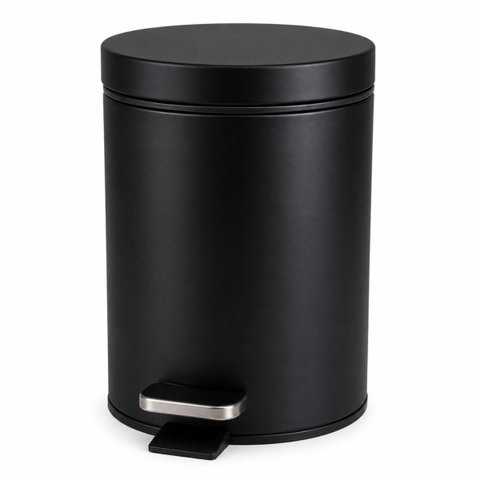 Lixeira com Pedal 3 Litros Preta Plástico Metal Banheiro Cozinha