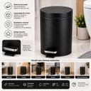 Ver imagem 4 de Lixeira com Pedal 3 Litros Preta Plástico Metal Banheiro Cozinha