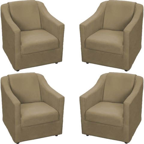 Kit 4 Poltronas Decorativas para Sala Recepção Consultório Manicure Cadeira Mila Suede