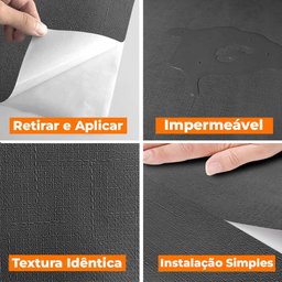 Papel de Parede Adesivo Lavavel Texturizado Linho Cinza Escuro 500x60cm - 12