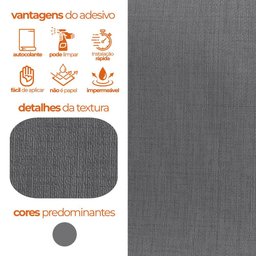 Papel de Parede Adesivo Lavavel Texturizado Linho Cinza Escuro 500x60cm - 2
