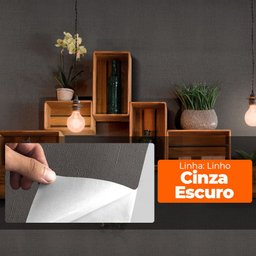 Papel de Parede Adesivo Lavavel Texturizado Linho Cinza Escuro 500x60cm - 6
