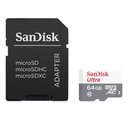 Ver imagem 1 de Cartão de Memória Micro Sd Sandisk 64gb, Ultra, Classe 10, C-adaptador - Sdsqunr-064g-gn3ma