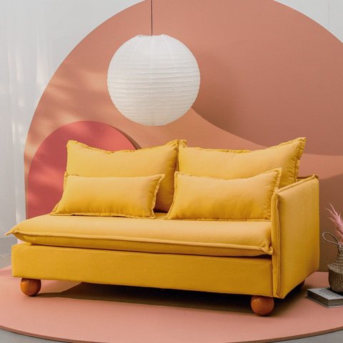 Sofá Modular 2 Lugares Braço Lateral com Pé Bolinha Sôma CabeCasa MadeiraOriginals