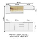 Ver imagem 3 de Armário de Cozinha Completa 240cm Branco Glamy Madesa 03