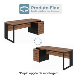 Mesa para Escritório Diretor com Gaveteiro Pé Quadro 192x70cm - 3