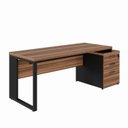 Ver imagem 7 de Escrivaninha Mesa Escritório Diretor com Gaveteiro Pé Quadro 3 Gavetas 192cm Marrom e Preto Yescasa
