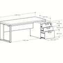 Ver imagem 5 de Escrivaninha Mesa Escritório Diretor com Gaveteiro Pé Quadro 3 Gavetas 192cm Marrom e Preto Yescasa