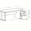 Ver imagem 5 de Escrivaninha Mesa Escritório Diretor com Gaveteiro Pé Quadro 3 Gavetas 192cm Marrom e Preto Yescasa