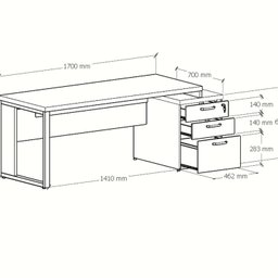 Mesa para Escritório Diretor com Gaveteiro Pé Quadro 192x70cm - 5