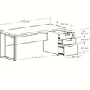 Ver imagem 5 de Escrivaninha Mesa Escritório Diretor com Gaveteiro Pé Quadro 192x70cm