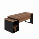 Ver imagem 2 de Escrivaninha Mesa Escritório Diretor com Gaveteiro Pé Quadro 3 Gavetas 192cm Marrom e Preto Yescasa