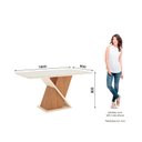 Ver imagem 5 de Sala de Jantar Mesa 160 com Canto Arredondado com Vidro 6 Cadeiras Carla Espresso Móveis Prata/Nature/Off White