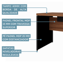 Ver imagem 4 de Escrivaninha Mesa Escritório Diretor com Gaveteiro Pé Painel 3 Gavetas 192cm Marrom e Preto Yescasa