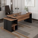 Ver imagem 1 de Escrivaninha Mesa Escritório Diretor com Gaveteiro Pé Painel 192x70cm