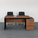 Ver imagem 1 de Escrivaninha Mesa Escritório Diretor com Gaveteiro Pé Painel 3 Gavetas 192cm Marrom e Preto Yescasa