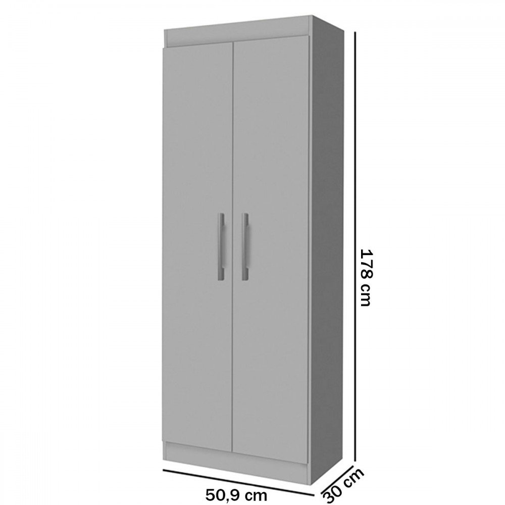 Armário Multiuso Lumina 2 Portas 4 Prateleiras Cinza - J&a Móveis