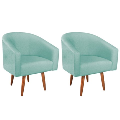 Kit 02 Poltronas Decorativas Sala de Estar Recepção Luiza Pés Palito Suede - Doce Sonho Móveis KIT 2