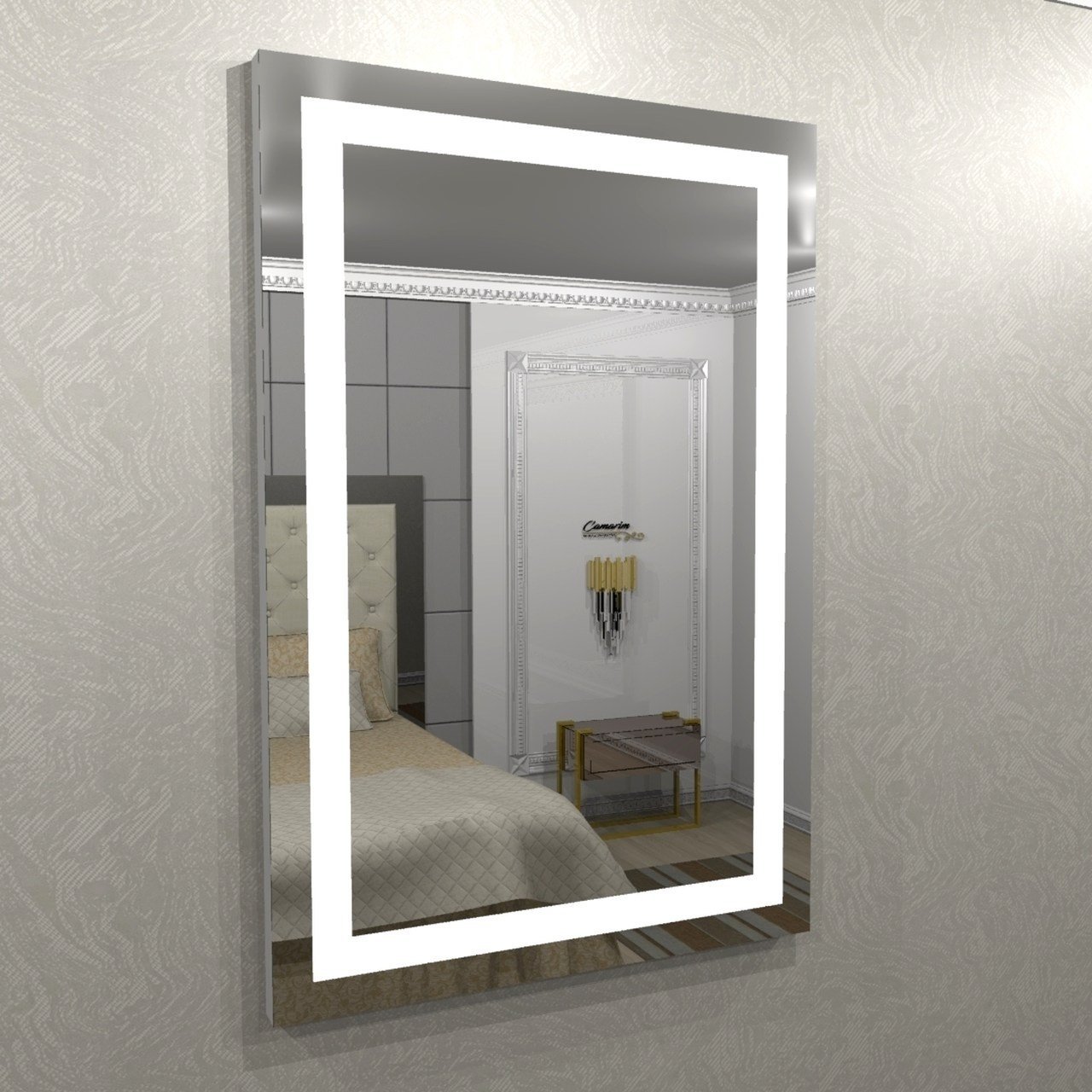 ESPELHO CAMARIM JATEADO 1,20M X 1,20 COM 2 CORES DE ILUMINAÇÃO SUPER ...