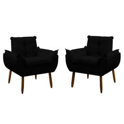 Kit 2 Poltrona Decorativa Sala de Estar Escritório Quarto Prime Cor: Preto - 1