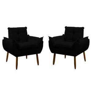 Kit 2 Poltrona Decorativa Sala de Estar Escritório Quarto Prime Cor: Preto