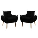 Ver imagem 1 de Kit 2 Poltrona Decorativa Sala de Estar Escritório Quarto Prime Cor: Preto
