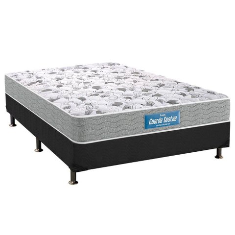 Cama Box Casal: Colchão Espuma Probel D45 Guarda Costas Plus + Base CRC Suede Gray(138x188)