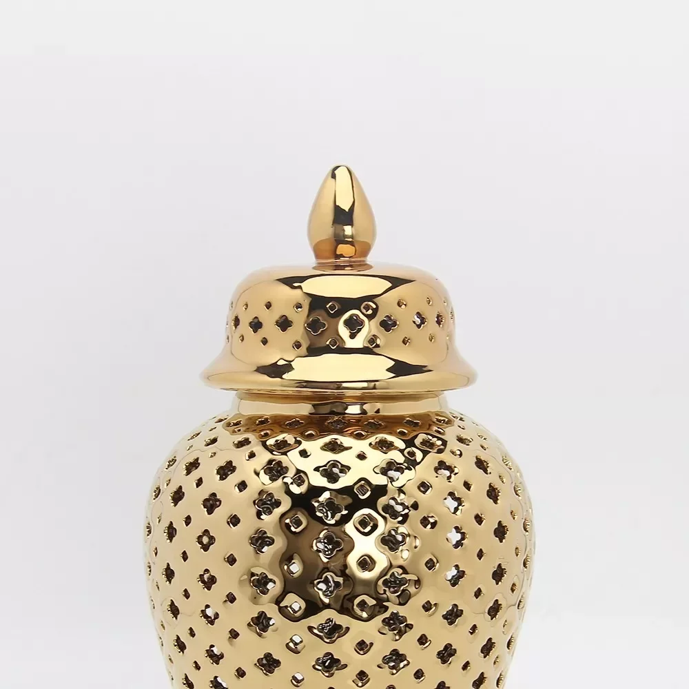 Ver imagem 4 de Vaso Dourado Decorativo Porcelana Chinesa 27x15