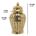 Ver imagem 5 de Vaso Dourado Decorativo Porcelana Chinesa 27x15