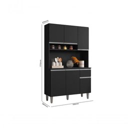 Kit Cozinha Compacta 105Cm Com 6 Portas 1 Gaveta Preto - 4