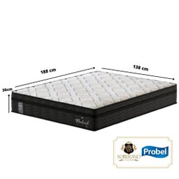 Cama Base Box com Baú Casal + Colchão de molas ensacadas Madrid Probel - 138x188x72:Branco - 8