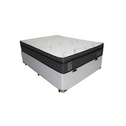 Cama Base Box com Baú Casal + Colchão de molas ensacadas Madrid Probel - 138x188x72:Branco - 3