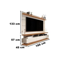 Rack com Painel para Tvs Até 70 Polegadas Vivare Off White com Freijó Germai Móveis - 6