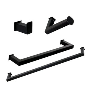 Kit de Acessórios para Banheiro com 4 Peças em Aço Inox Black Matte Preto Fosco Stainless