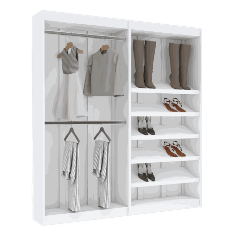 KIT CLOSET 2 MÓDULOS CABIDEIRO E SAPATEIRA M490.B 100% MDF MUNDI MOVEIS