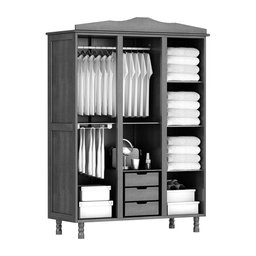 Guarda-roupa Brasil Solteiro Mel 3 Portas Espelho 3 Gavetas Madeira Maciça de Pinus - Cavazotto 1120 - 2