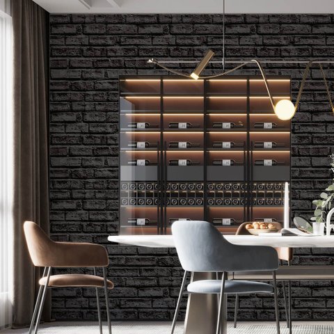 Papel de Parede Adesivo Tijolo Preto - 2,5m