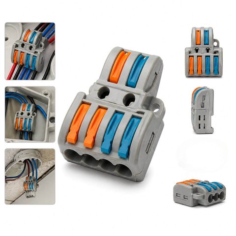 Kit 25 Conectores de Emenda Derivação de Fios 2x4 Vias 4P2