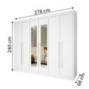 Ver imagem 2 de Guarda-Roupa Casal 6 Portas New Athos com Espelho D'Doro Móveis - Branco