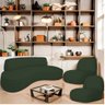 Sofá Curvo 130cm 2 Lugares e 2 Poltronas Orgânico Escritório Recepção Sala Amsterdã Linho Verde - Am - 2