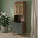 Ver imagem 2 de Paneleiro 4 Portas MDF Vidro 70x221 cm Kali 1834862 Carvalho Toq Chumbo Nicioli