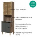 Ver imagem 4 de Paneleiro 4 Portas MDF Vidro 70x221 cm Kali 1834862 Carvalho Toq Chumbo Nicioli
