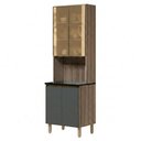 Ver imagem 1 de Paneleiro 4 Portas MDF Vidro 70x221 cm Kali 1834862 Carvalho Toq Chumbo Nicioli
