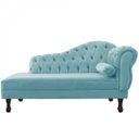 Ver imagem 2 de Recamier Sofá Divã Com Pés Retro 160X80 - Elã:Suede Azul Turquesa