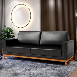 Sofá 2 Lugares 160cm Living Sala de Estar Kayrós D05 Sintético Preto - Mpozenato - 2