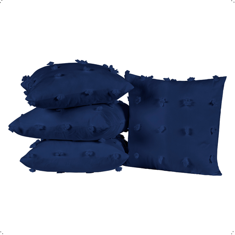 Kit 04 Capas Almofada Pufi 45x45cm Cor Marinho Micro Percal 300 Fios Texturizada