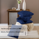 Ver imagem 4 de Kit 04 Capas Almofada Pufi 45x45cm Cor Marinho Micro Percal 300 Fios Texturizada